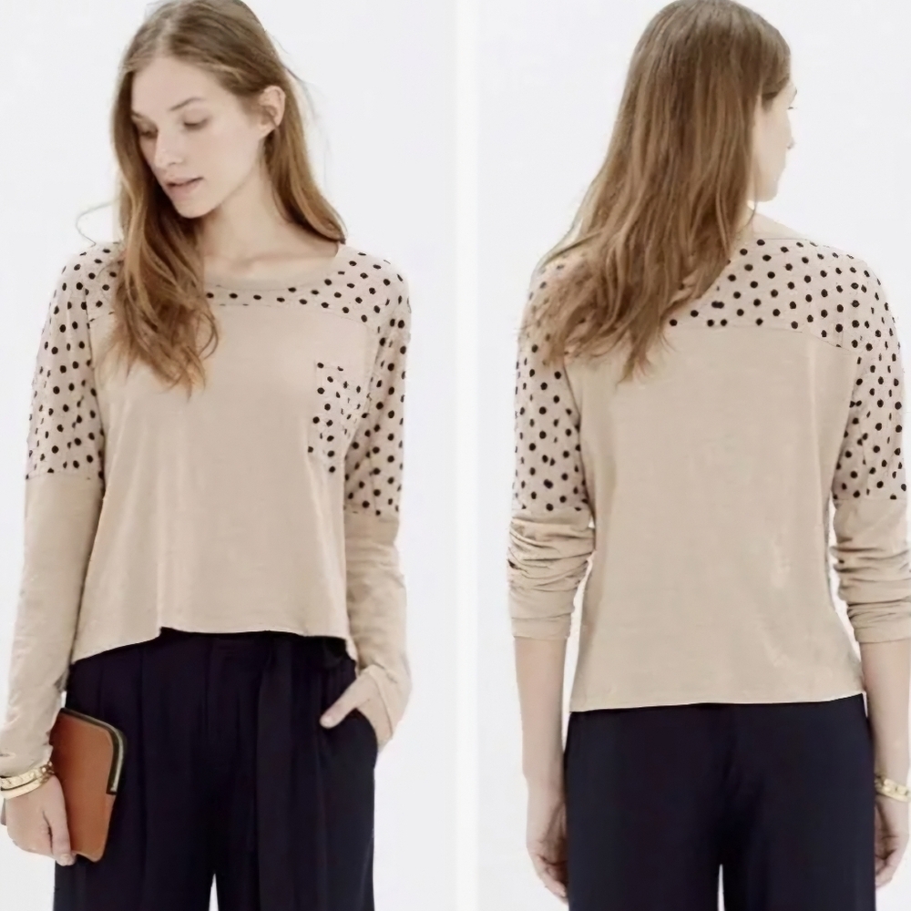 Madewell Polka Dot Cropped Shirt